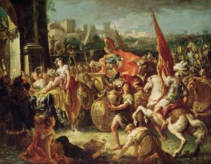 Alexander den stores (356-23 f.Kr.) inntog i Babylon